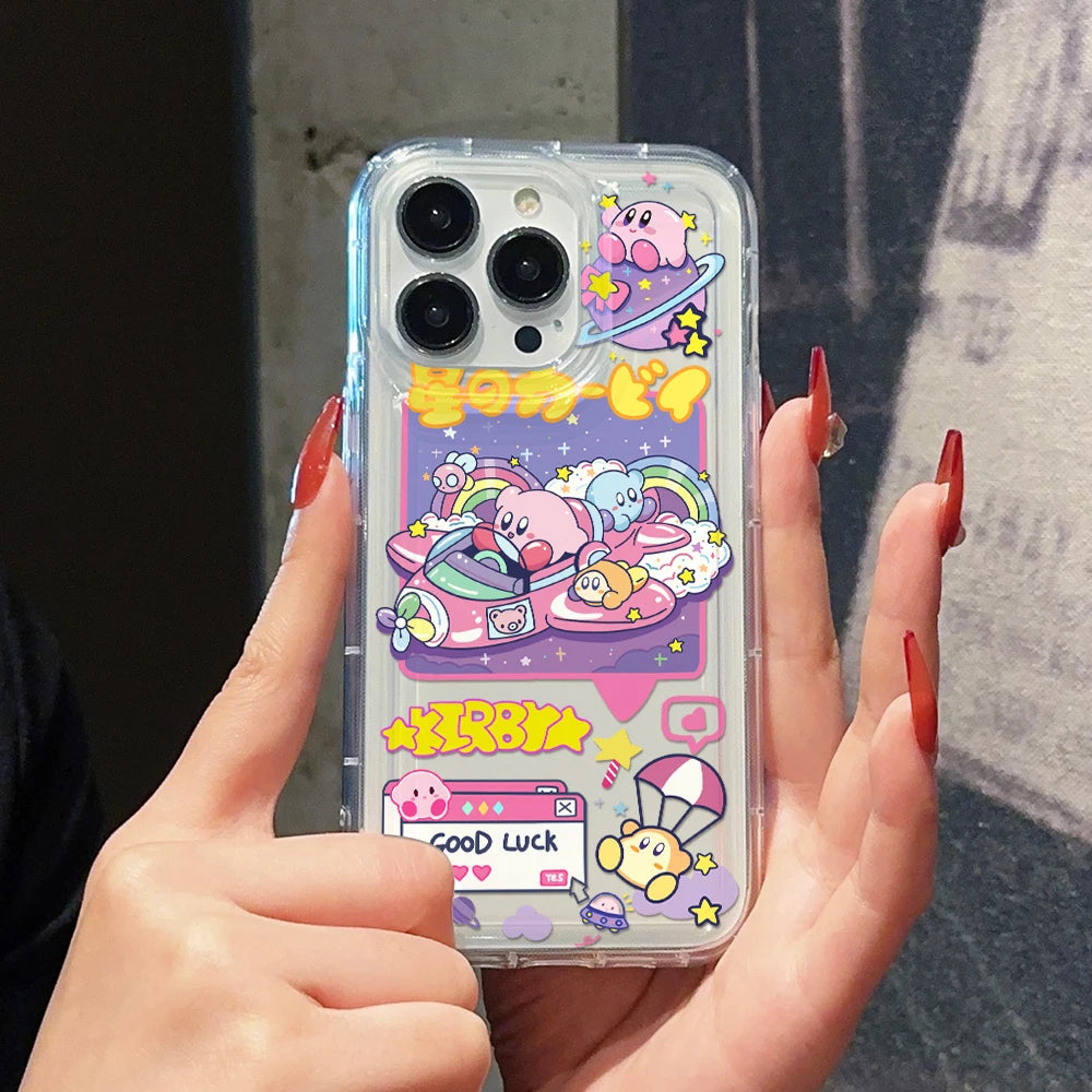 Anime Pink K-Kirbys Cat Phone Case for Samsung Galaxy S25 S24 S23 S22 S21 S20 S10 Note20 Note10 FE Ultra Plus 4G 5G Clear Cover