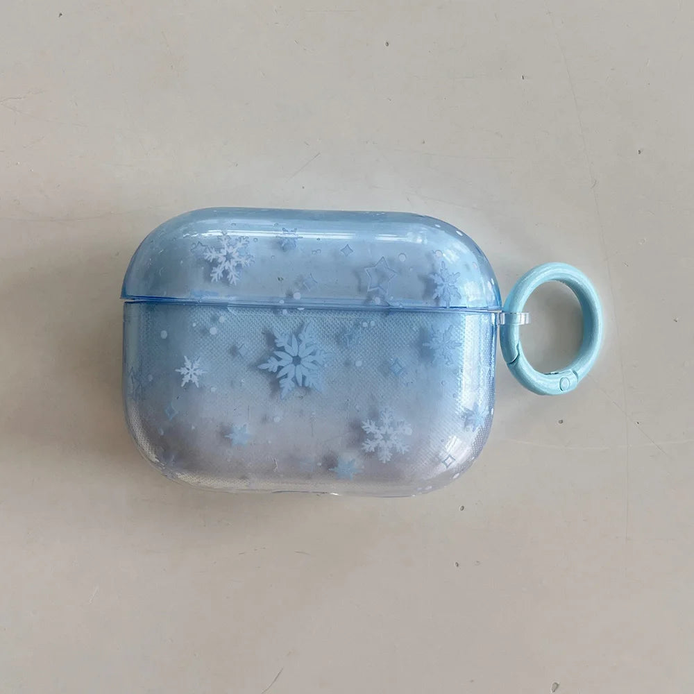 lovely winter snowflake gradient blue tpu headphone cover for airpods 4 2024 new bluetooth earphone case for airpods 1 2 3 pro 2