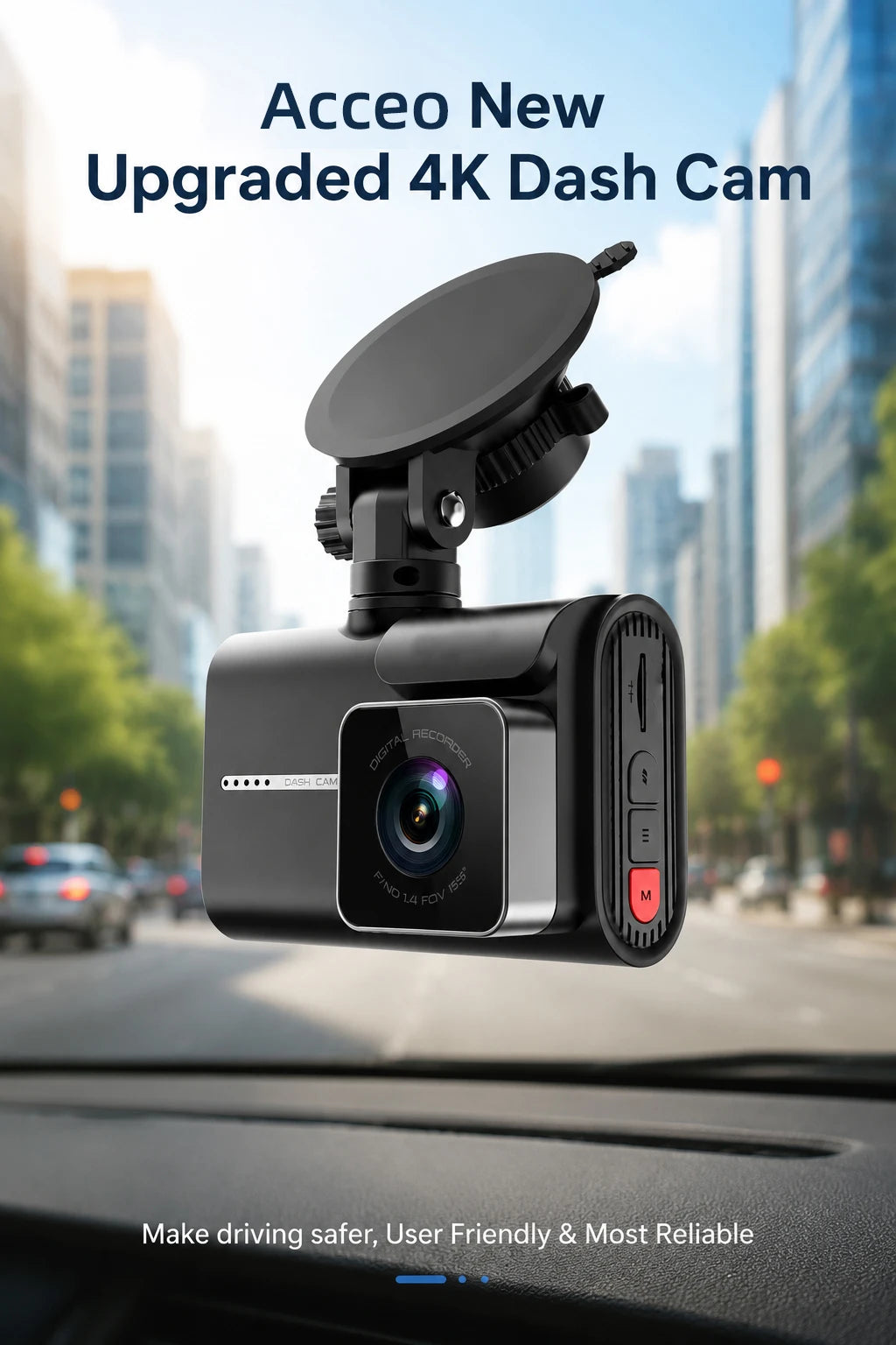 ACCEO Dash Cam 4k Front Lens Car Driving Recorder Built-in WiFi Optional 2K Rear Camera HD Night Vision Support GPS Car DVR