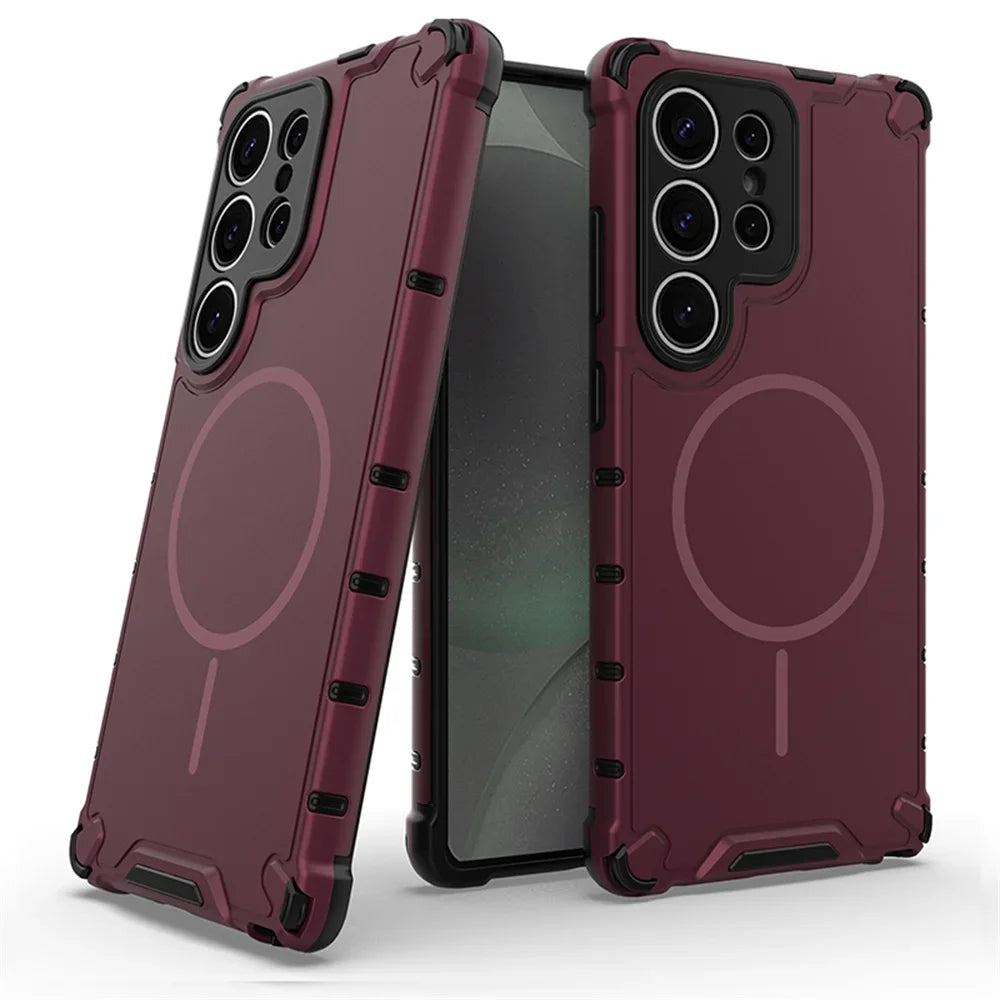 Anti-slip Bumper Armor Magnetic Phone Case For Samsung S24 S25 S26 Plus S23 Ultra A56 A55 A54 A35 A34 A25 A15 For Magsafe Cover