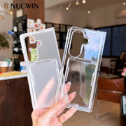 Wallet Holder Transparent Phone Case For Samsung Galaxy Z Fold 8 Ultra Z Fold 8 7 6 5 Frosted Clear Card Slot Hard Cover Z Fold8