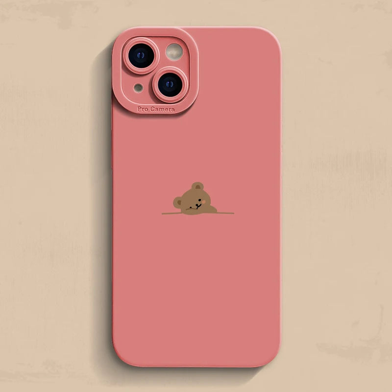 Cute Pocket Little Bear Print Design Phone Case for Samsung Galaxy S20 S21 S22 S23 S25 S24 FE Ultra Plus A55 A15 A35 A54 Cover