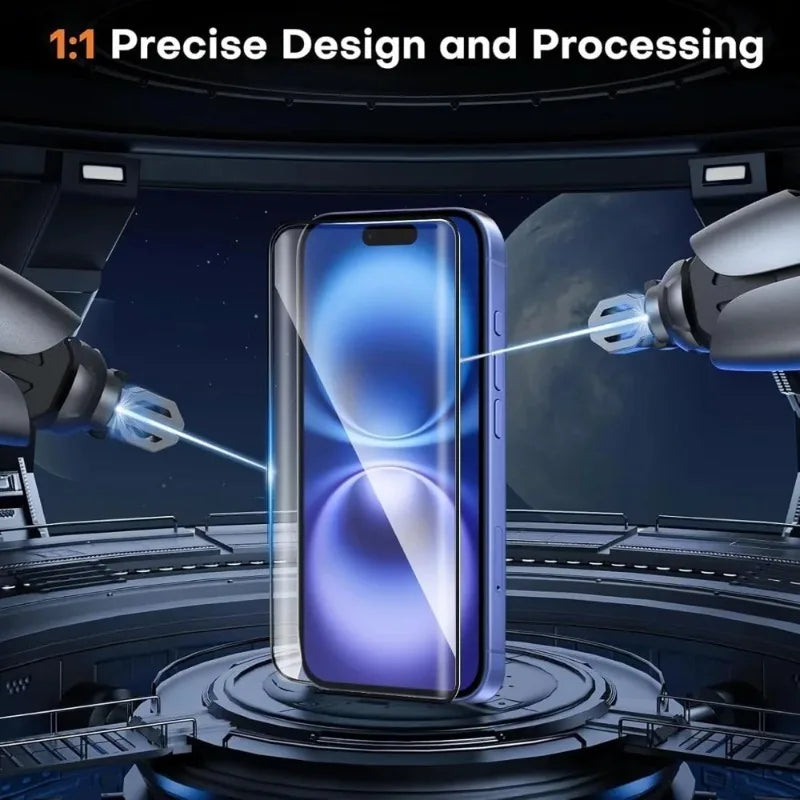 3Pcs Full Cover Tempered Glass for iPhone 17 16 15 14 Pro Max 17e 16 15 Plus Air 13 12 11 Pro One Click Installation Protector