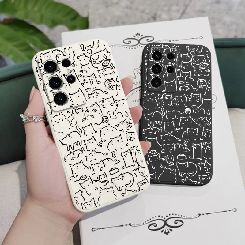 Line Cat Park Phone Case For Samsung Galaxy S25 S24 S23 S22 S21 S20 S10 S10E S9 Ultra Plus FE Note 20 Ultra 10 9 Plus Cover
