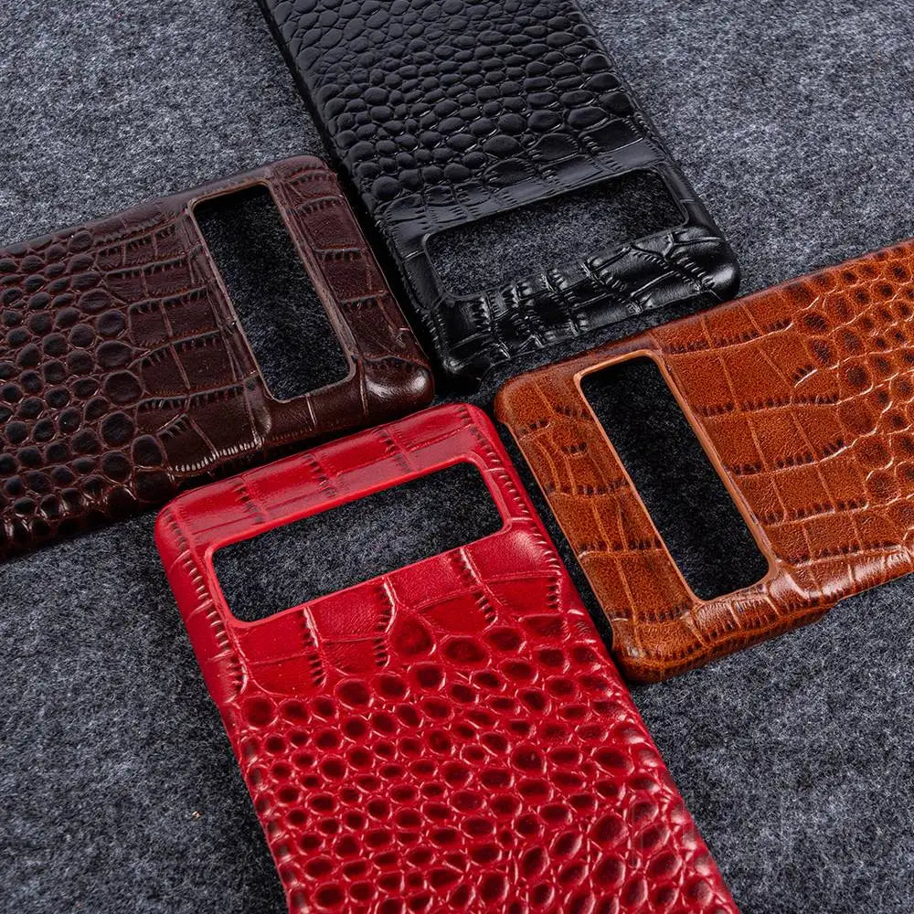 For Google Pixel 7 Pro Case Crocodile Grain Genuine Leather Phone Cover Pixel 10 6Pro 5A Capa Protective Etui Back Carcasa Shell