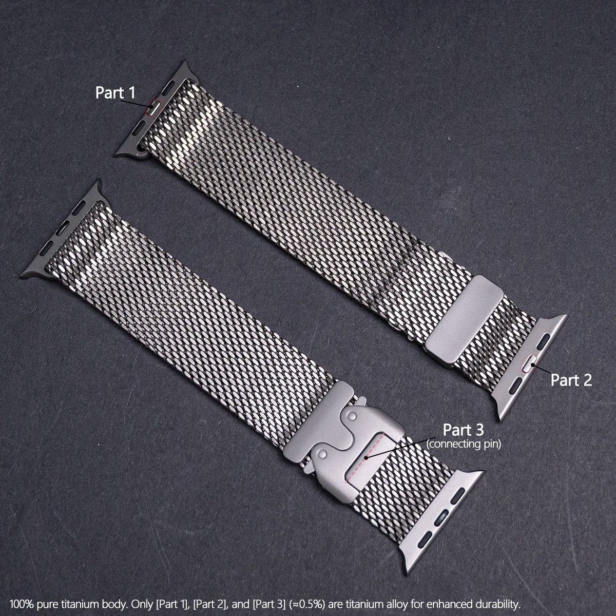 Titanium Band for Apple Watch Ultra 4/3/2 49mm iWatch Series 12 11 10 9 8 Natural Titanium Milanese Loop Strap Parachute Buckle
