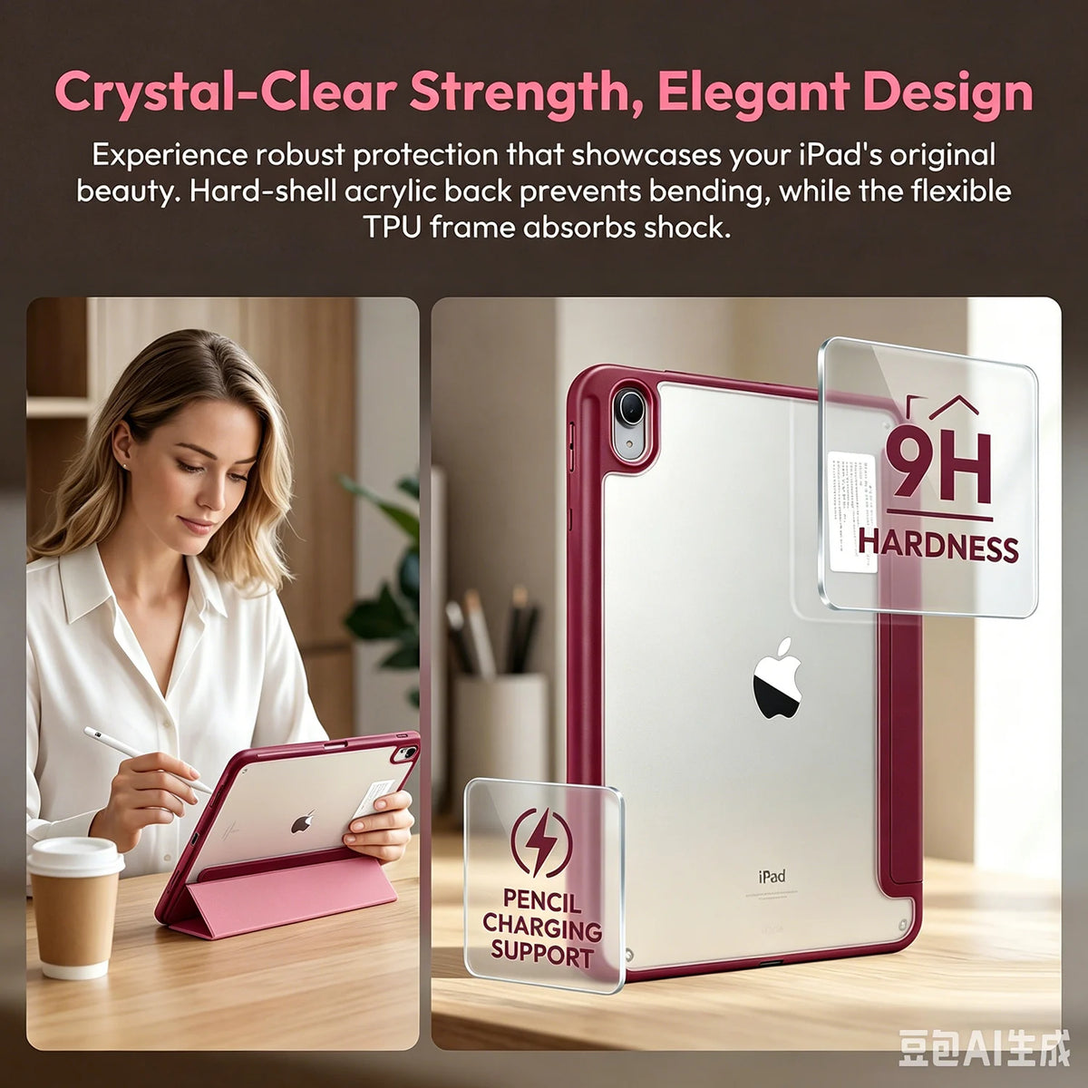 For Apple iPad (A16) 11th 11'' 2025/10th 10.9'' 2022 Generation Case with Pencil Holder, Hybrid iPad 11 10 Case with Clear Back