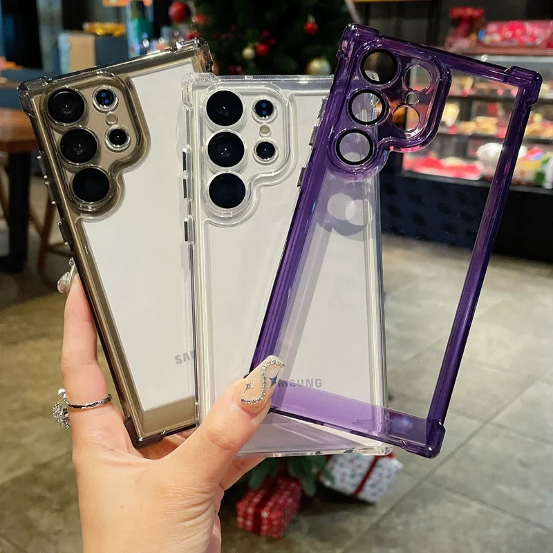 Luxury Transparent Case For Samsung Galaxy S26 S25 S24 S23 S22 Ultra Plus FE A16 Soft Bumper Lens Protector Clear Acrylic Cover