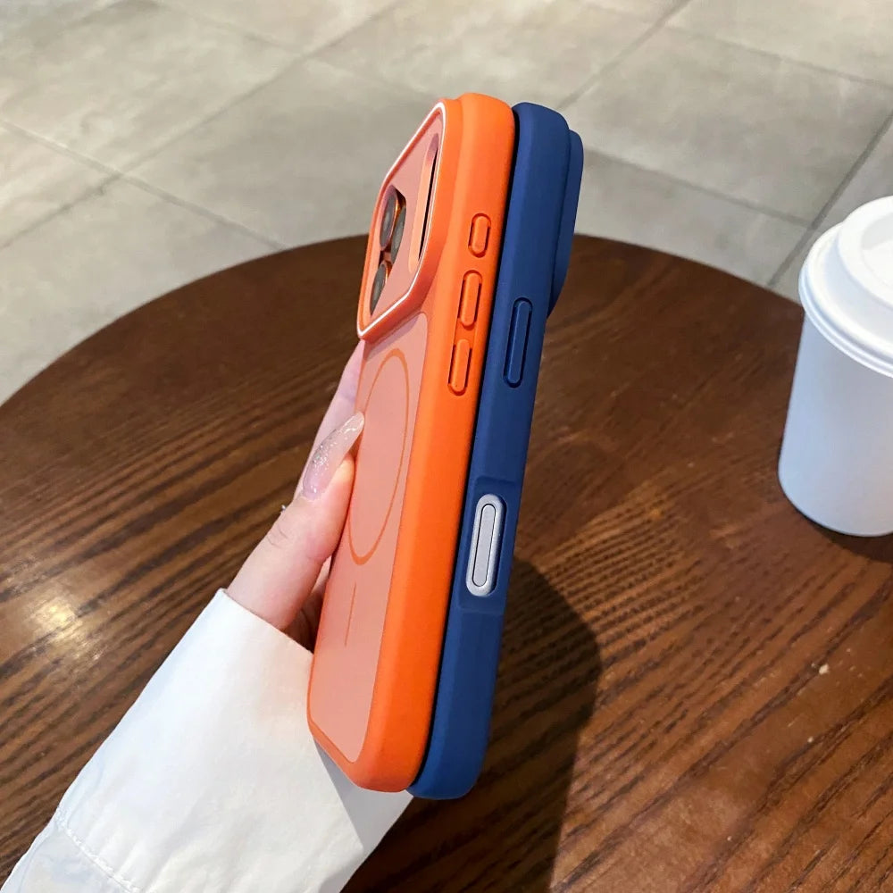 For Magsafe Skin Feel Frosted Case for iPhone 12 13 14 15 16 17 Pro Max Air Plus 11 Magnetic Large Viewport Shockproof Cover