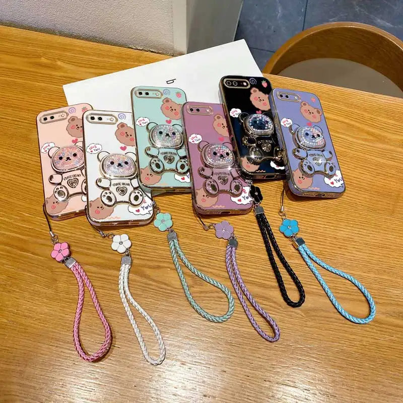 Clover Strap Lanyard Love You Bear Phone Holder Case On For iPhone 8 Plus 7 6 6s Plus Se 2020 7plus 8plus X XR XS Max Back Cover