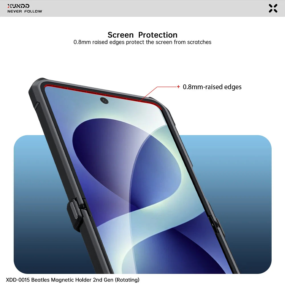 Xundd Case For Samsung Galaxy Z Flip 8, Hinge Protection Anti-Yellow Airbag Shockproof Magnetic Kickstand Slim Clear Protective