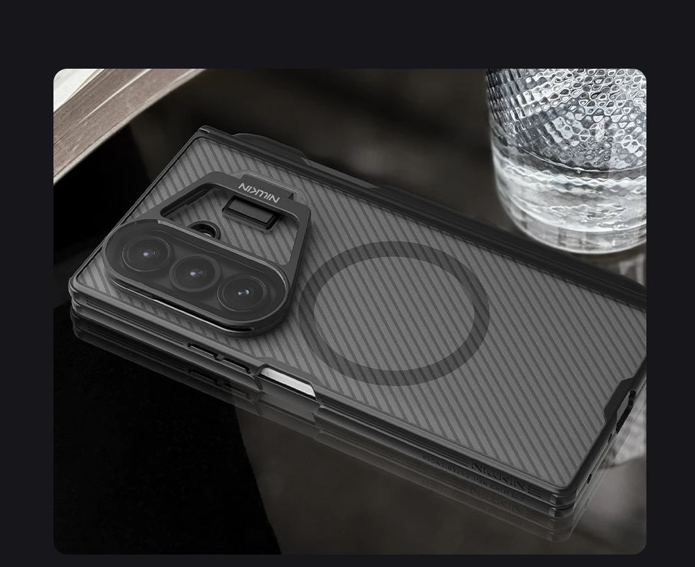 For Samsung Galaxy Z Fold 7 5G Nillkin Magnetic Case with Customs S-Pen Camshield Prop Transparency Camera Stand Cover Case