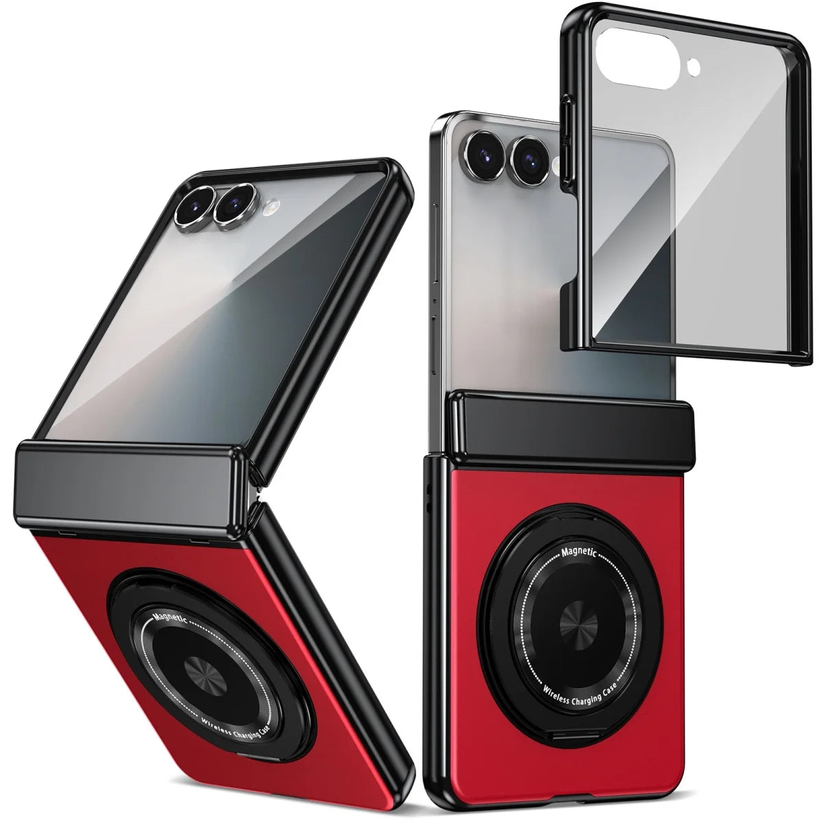 360° Rotating Ring Stand Magnetic Hinge Protective Phone Case for Samsung Galaxy Z Flip 8 7 FE 6 5 4 3 with Screen Film Cover