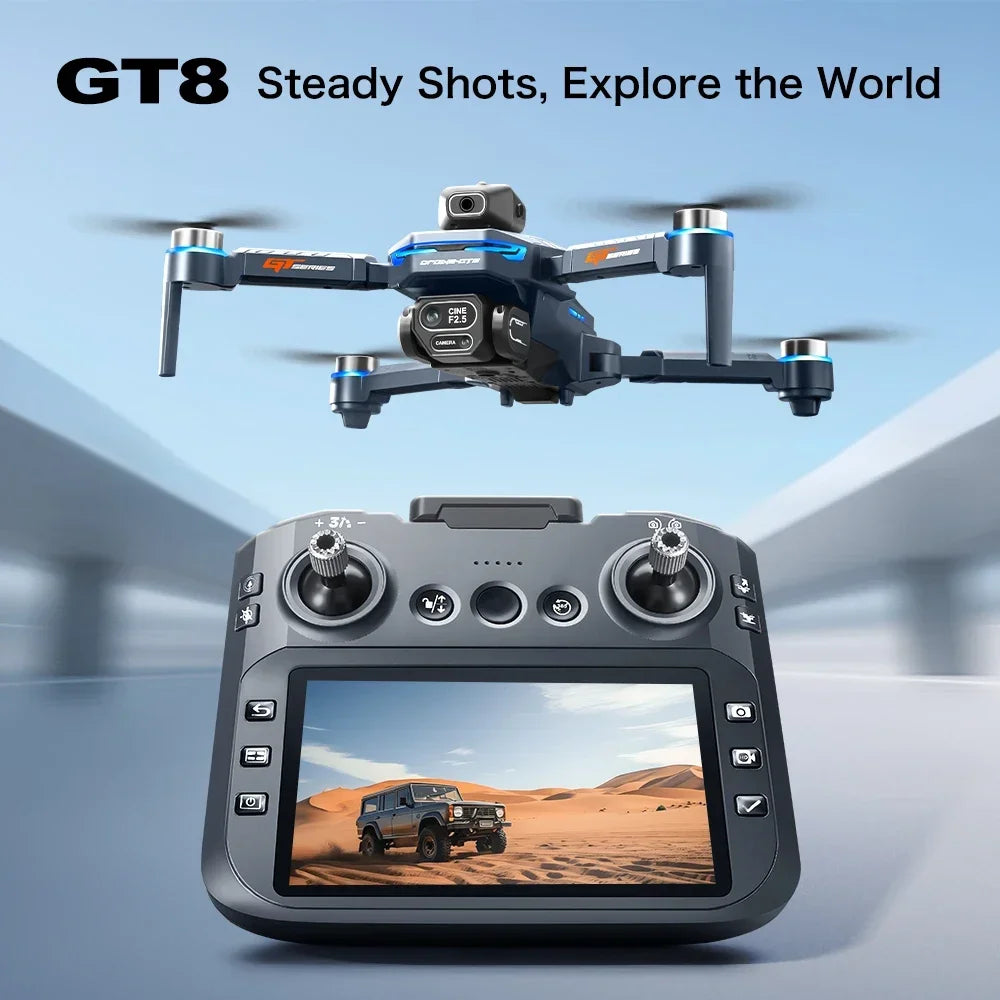 For Genuine GT8 Drone 4K Professional Dual Camera FPV GPS Brushless Motor Optical Flow Hovering Folding Quadcopter 4k 8K RC Dron