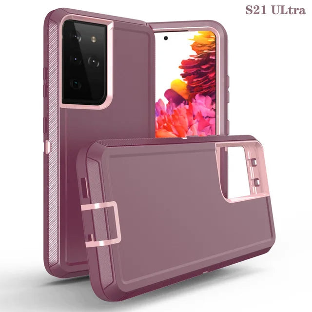 3 IN1 For Samsung Galaxy S23 S22 S21 S20 S24 ULTRA S10 S8 S9 S24Plus Note 20 10 Heavy Duty Shockproof Armor dustproof Phone Case