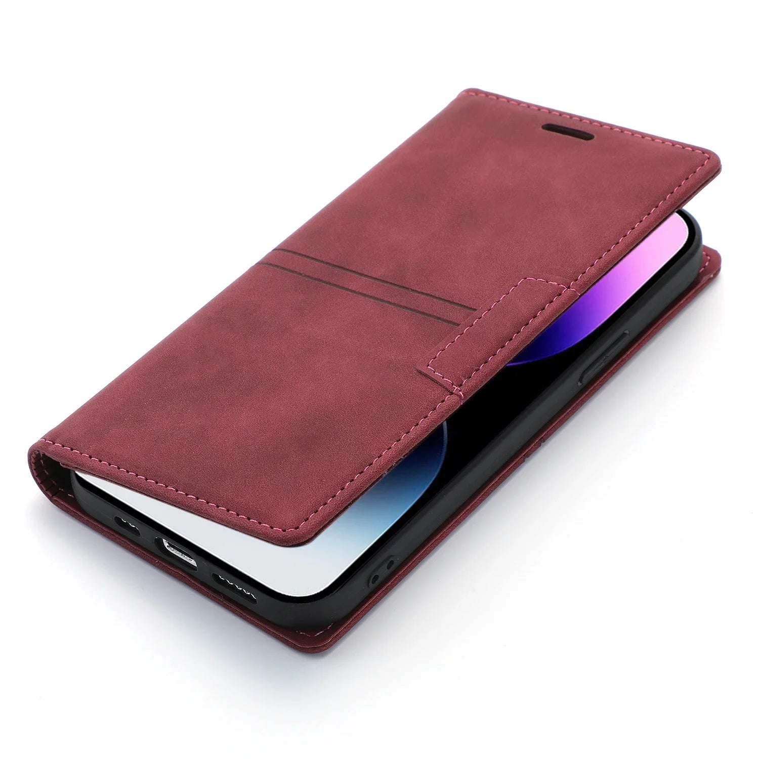 Leather Flip Wallet Case for for iPhone 17 16 15 14 Pro Max 13 11 12 XS Max XR 16E 8 7 Plus SE Magnetic Cards Holder Phone Cover