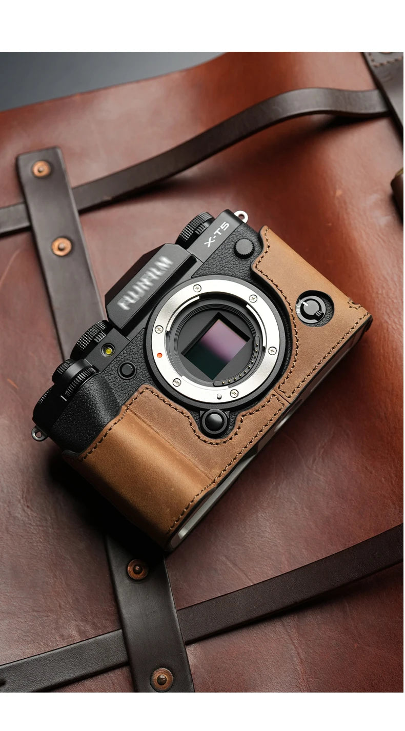Mr.Stone for Fujifilm X-T5 Camera Case Protective Case xt5 Camera Bodysuit XT5 Camera Handmade Genuine Leather Camera Bag