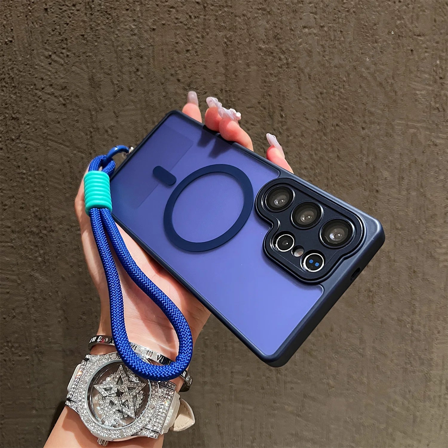Matte Translucent With Lanyard Magnetic Case for Samsung Galaxy S26 S25 S24 S23 UItra Plus S24 25FE Magsafe Wireless Charge Cove