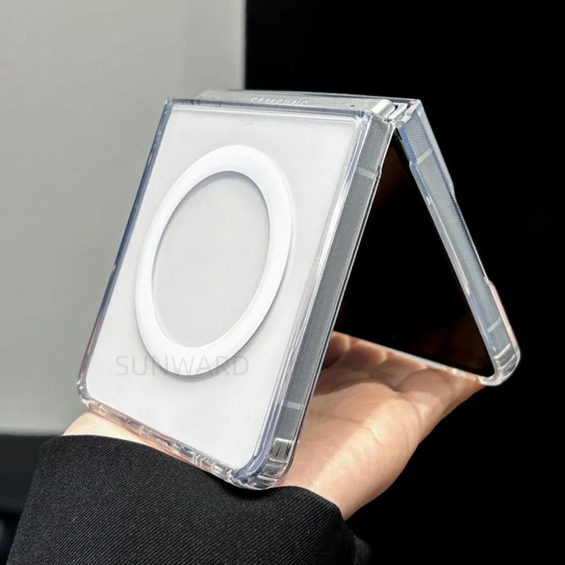 For Magsafe Magnetic Transparent Acrylic Flip Phone Case For Samsung Galaxy Z Flip 8 Z Flip 7 5 6 4 3 Shockproof Packaging Cover