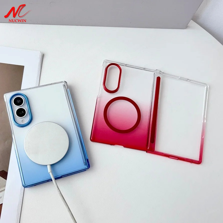 Luxury Gradient Color Clear Slim for Magsafe Case For Samsung Z Fold 8 Ultra 7 6 5 Fold8 Wide Ultra Thin Hinge Protection Cover