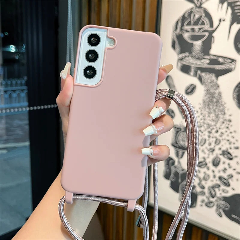 Crossbody Lanyard Strap Case For Samsung Galaxy S26 S25 Edge S24 S23 S22 S21 S20 FE Plus Note 10 20 Ultra A41 A21S 5G Soft Cover
