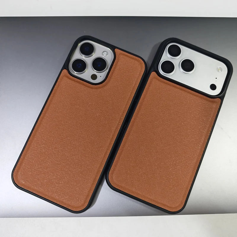 Simple Solid Color Leather Phone Cover For iPhone 17 16 15 Pro Max Business Office Style Case