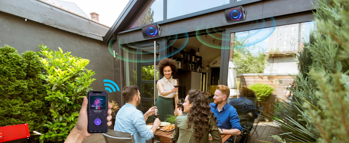 Herdio 5.25 Inch Outdoor Bluetooth Speaker 300W Waterproof Wall-Mounted Wired System All-Weather Resistant Audio