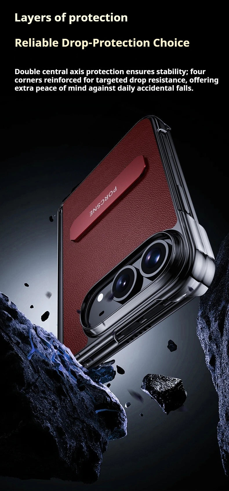 For iPhone Ultra Fold Case Luxury Matte Leather Ultra-Thin Skin-Friendly Folding Hinge Holder Shockproof Back Cover Accessories