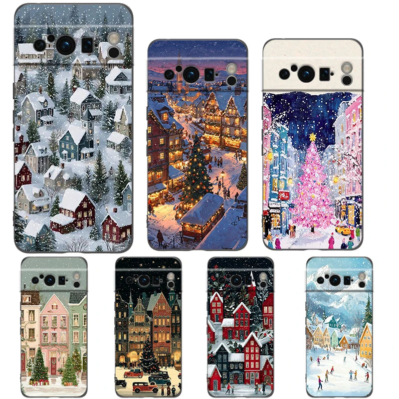 Cartoon Christmas Style Phone Case For Google Pixel 10A 10 9 8 7 6 Pro XL 9A 8A 6A 7A 5G Soft Shockproof TPU Black Cover
