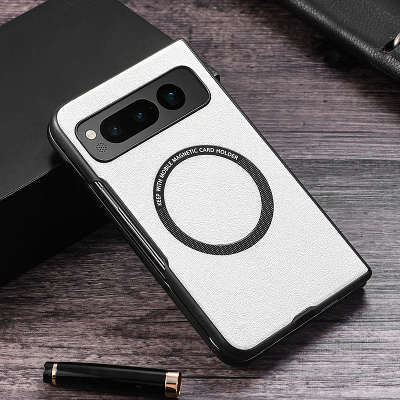 Premium PU Leather Case for Pixel Fold For Magsafe Wireless Charging Hard Back Cover For Google Pixel Fold G9FPL