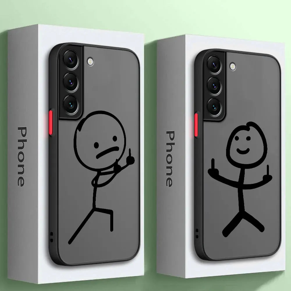 Cute Funny Matchman Phone Case For Samsung S23 S22 Ulrta 5G S21 FE S20 Plus S10e Soft Silicone Edge Cover Matte PC Capas Fashion