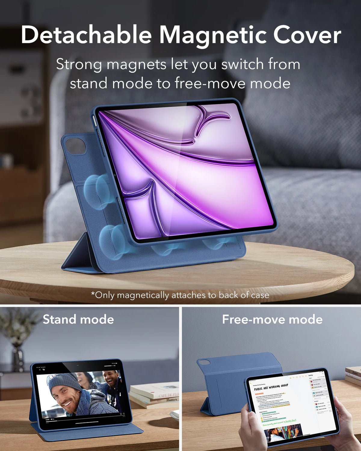 ESR for iPad Pro 12.9 Case(6th/5th)Magnetic Cover Adjustable Stand for iPad Pro 11 Inch Case(4th/3rd/2nd/1st)