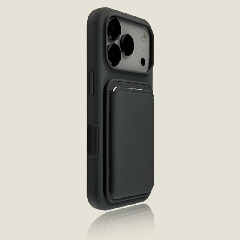 Luxury Magnetic Liquid Silicone Card Bag Phone Case For iPhone 12 13 14 15 16 17 Pro Max Plus Air For Magsafe Bumper Cover