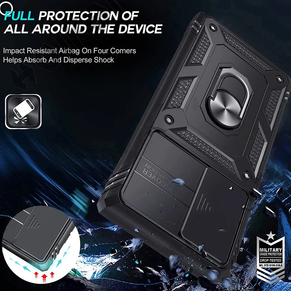Case For Samsung S22 S21 S20 FE  Ultra Plus A53 A33 A22 A52S A52 A32 5G Heavy Duty with Camera 360 Degree Kickstand Cover