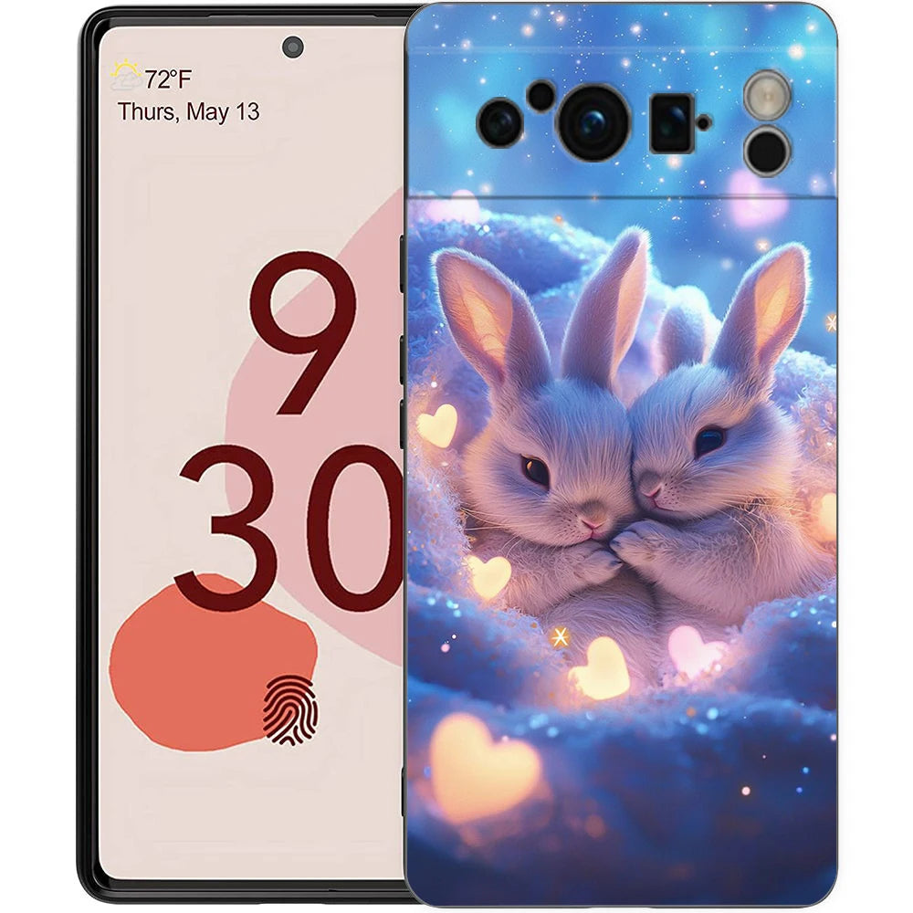Ink And Wash Painting Rabbit Art Phone Case Cover for Google Pixel 10 9 8 7 6 7A 6A Pro Shockproof Soft TPU 9 Pro XL Shell Capas