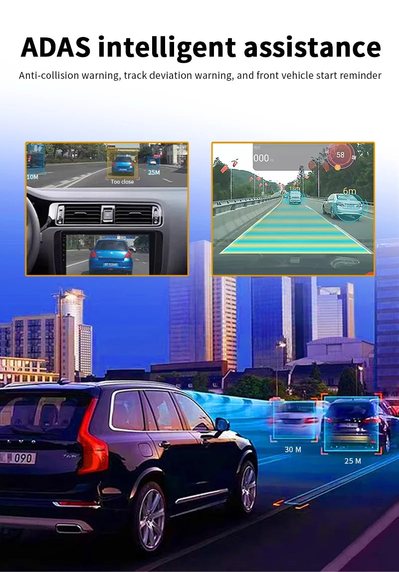 720P USB Dash Cam with ADAS & 170° Wide Angle – HDR/WDR Night Vision for Android Car Player