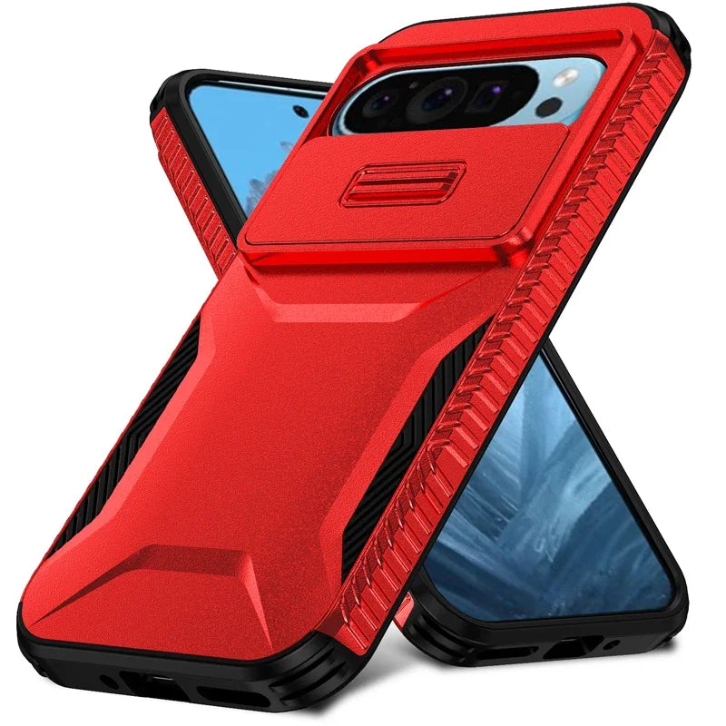 Heavy Duty Rugged Shockproof Slide Camera Lens Protect Case for Google Pixel 10 9 8 7 A Pro XL Matte Anti-slip Armor Hard Cover