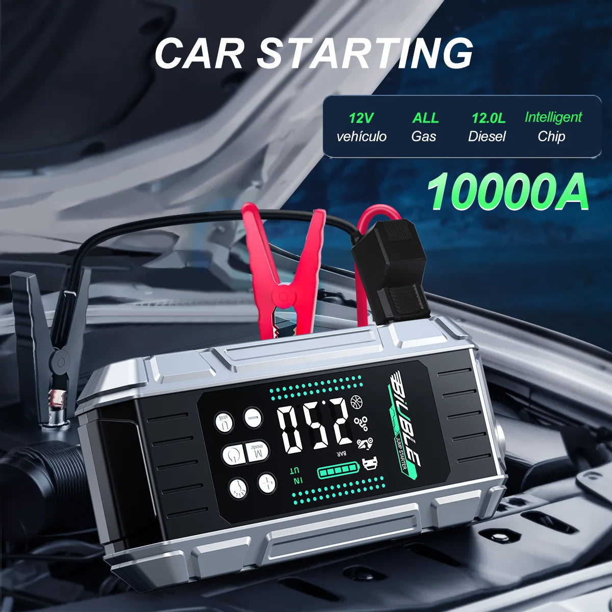 1500A peak Car Jump Starter 26800mAh Power Bank Portable Air Compressor 12V Starting Device for Car Battery Emergency Starter