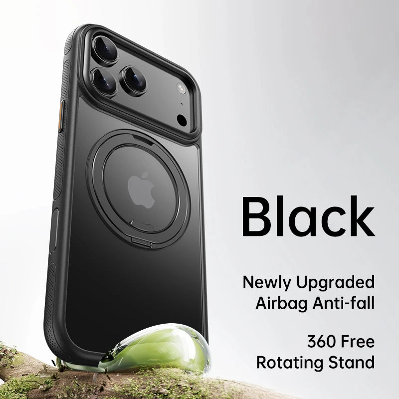 360° Mechanical Torque-Sound Rotating Stand Holder Magnetic Magsafe Phone Case For iPhone 16 15 14 13 17 Pro Max Plus 17Air 16E