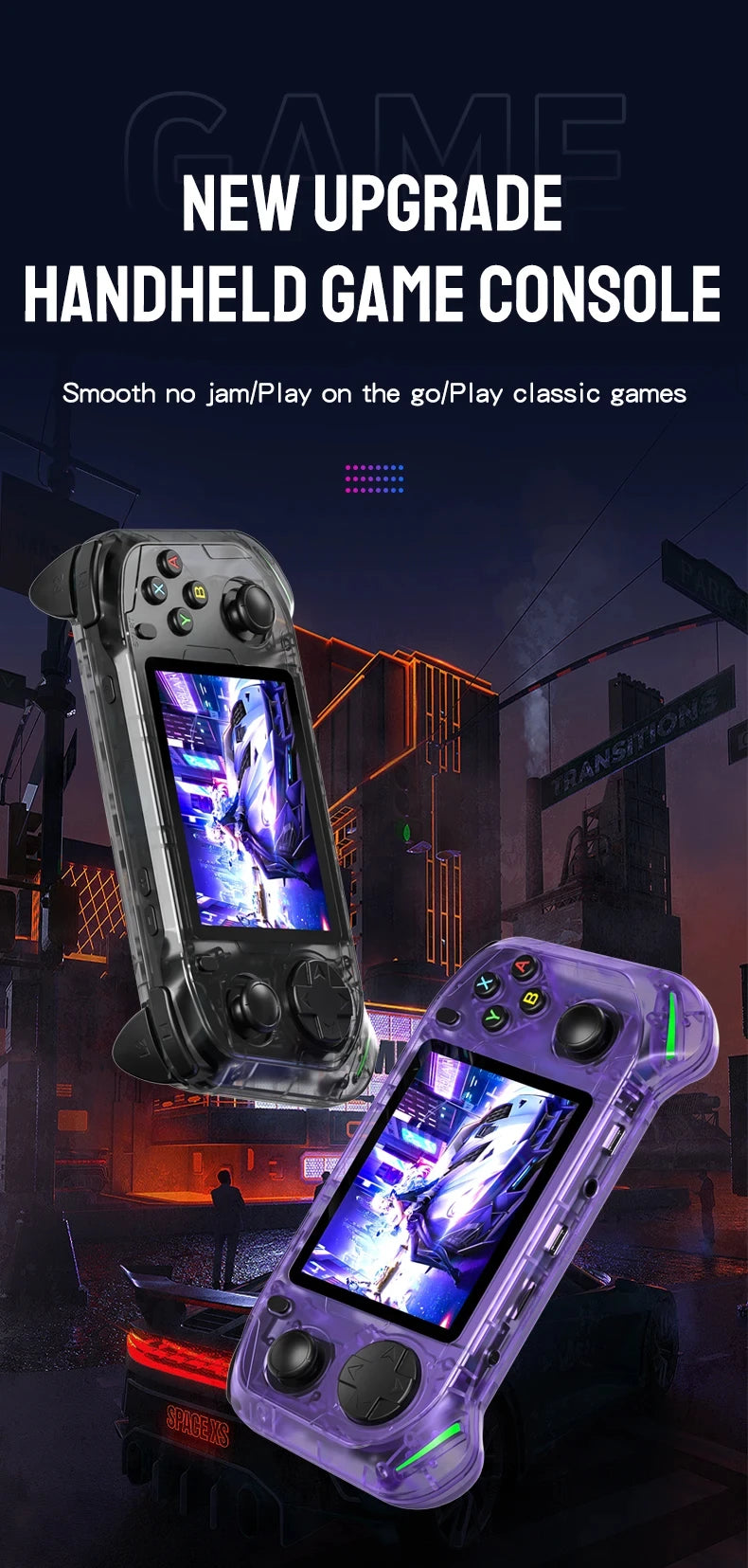 RX6H Retro Handheld Game Console Linux System 3.5 Inch IPS Screen Portable Pocket Video Player 64GB 128GB Games Kid Gift