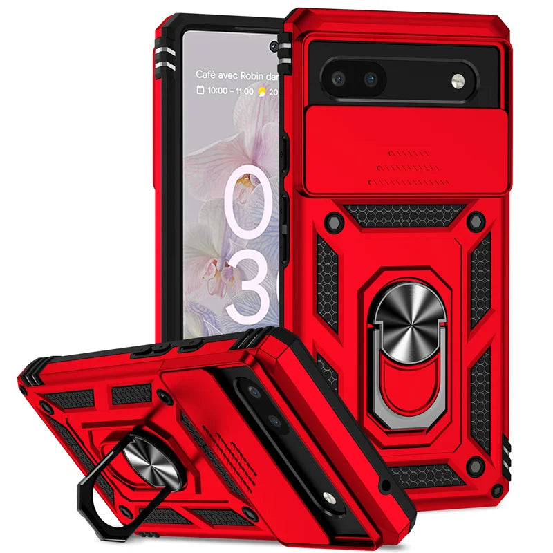 Slide Camera Protect Cover For Google Pixel 10 ProXL 9 8 7 Pro Magnetic Ring Holder Shockproof Armor Phone Case For Pixel 6 7 8A