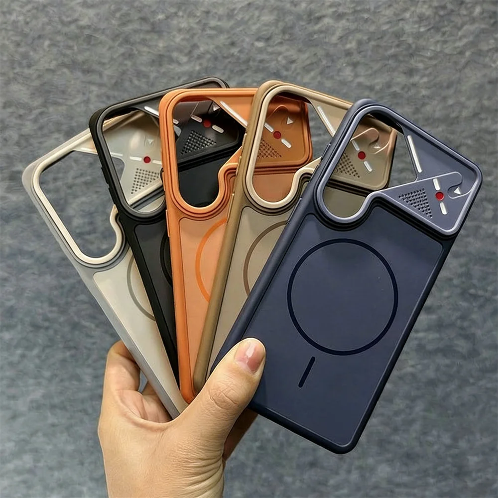 Luxury Magnetic Large Window Protection Case for Samsung Galaxy S26 Ultra Plus S26+ TPU Frame For Magsafe Wireless Charge Cover