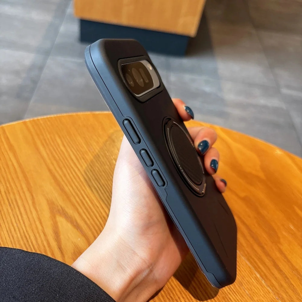 Luxury 360° Magnetic Metal Bracket Phone Case For Google Pixel 9 10 Pro XL Shockproof Stand Holder PC Cover For Google Pixel 10A
