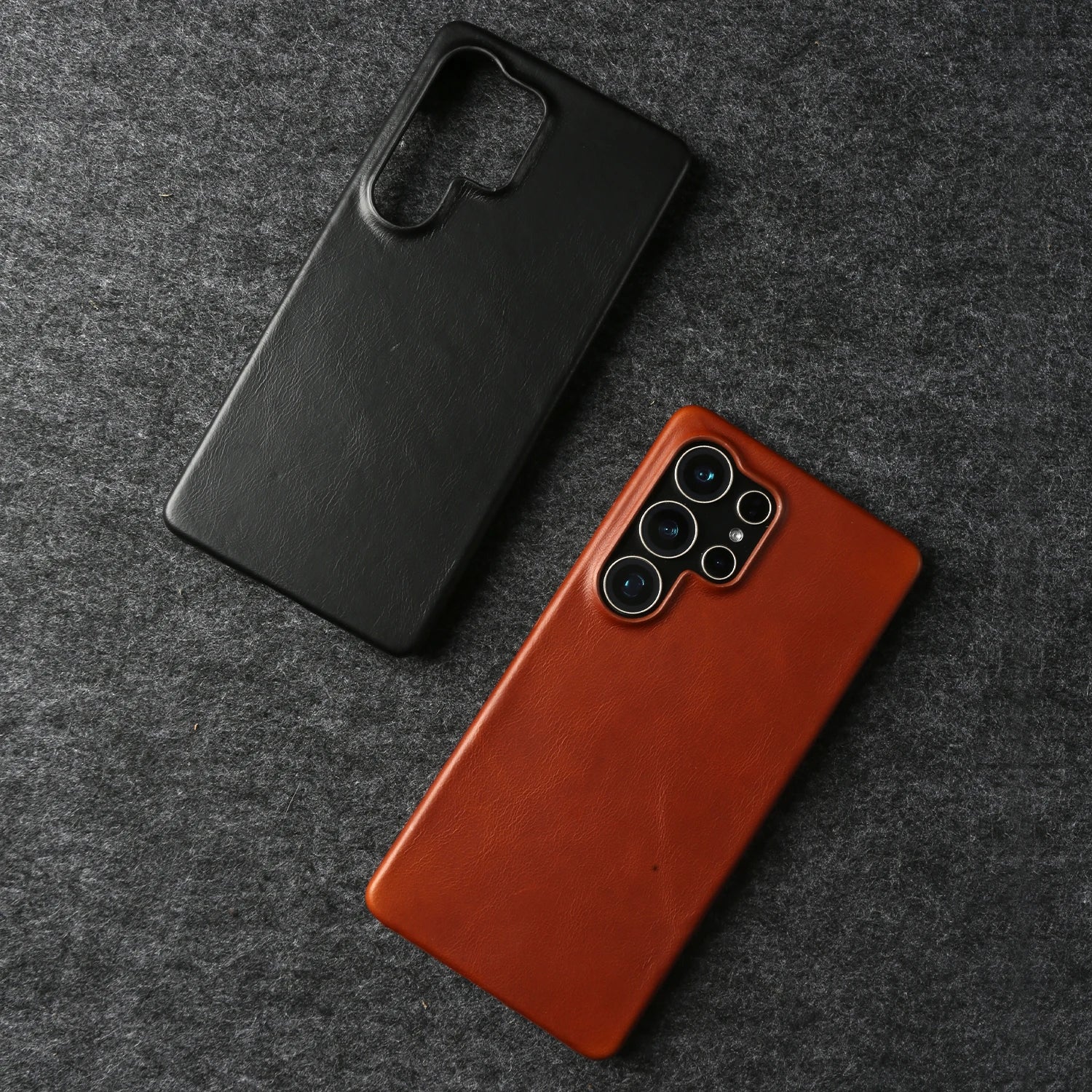 Real Cowhide Leather Phone Case For Samsung Galaxy S24 Ultra S23 Plus S22 S25+ Full Grain Edges Protective Hard Back Cover Coque