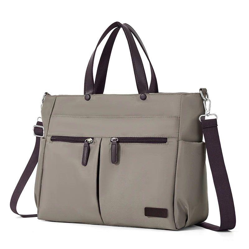 [ Laptop Bag ] Nylon casual ladies' laptop bag, daily commuting briefcase, lightweight double main pocket single-shoulder bag