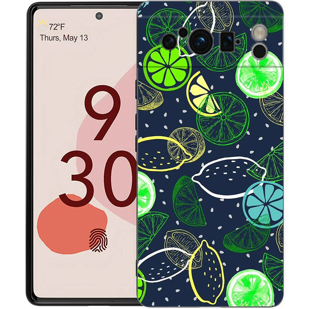 Summer Fruits Lemon Print Phone Case For Google Pixel 10A 10 9 8 7 6 Pro XL 9A 8A 6A 7A 5G Soft Shockproof TPU Black Cover