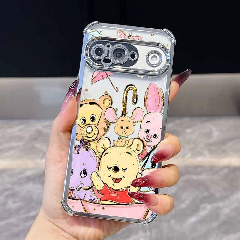 Winnie the Pooh Anime Phone Case For Google Pixel 10A 9A 9 8A 8 7A 7 Pro XL Plating Drop-proof Transparent Soft Cover