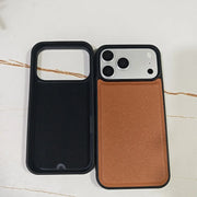 Simple Solid Color Leather Phone Cover For iPhone 17 16 15 Pro Max Business Office Style Case