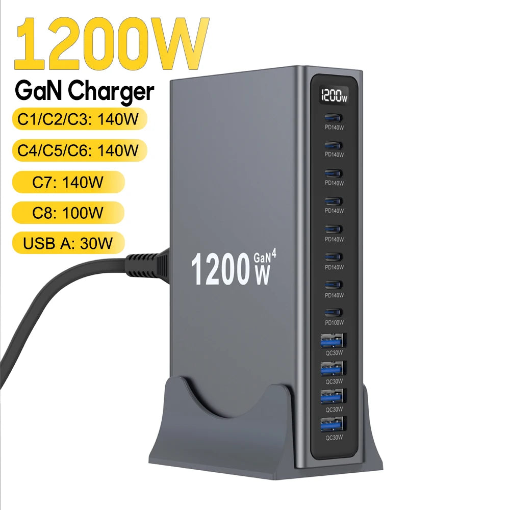 UHOMEBUY 400W USB C Charger 10-Ports GaN Charging Station 140W Max Single Port PD3.1 Fast Charger for MacBook Pro iPhone Samsung