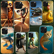 Italian Brainrot Animals Case for iPhone 13 12 Mini 11 Pro Max Soft Phone Cover X XS XR 7 SE 8 Plus 6 6S 5 5S Silicone Black Cap
